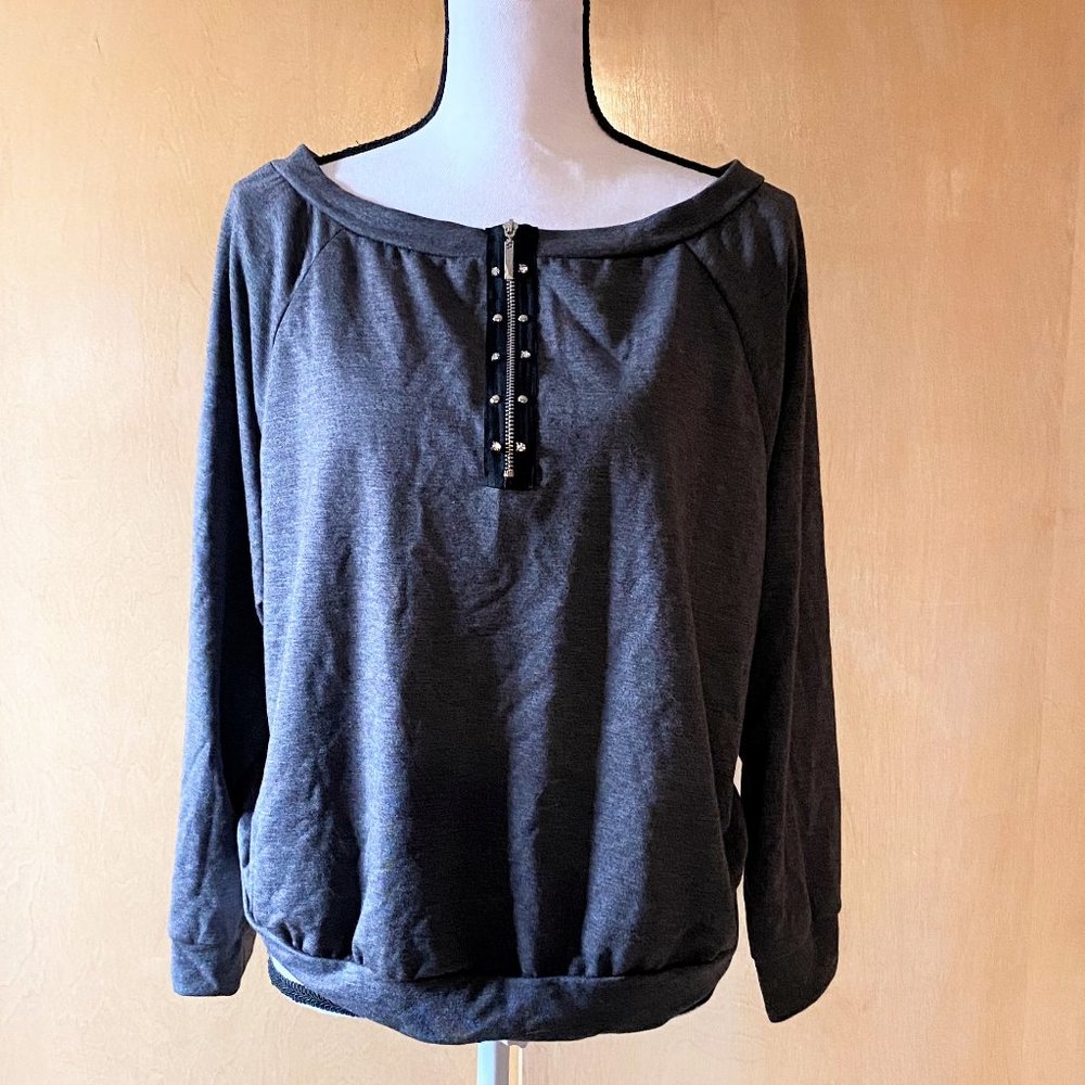 NWT Sz 1X Toto Collection Oversized Gray Sweater